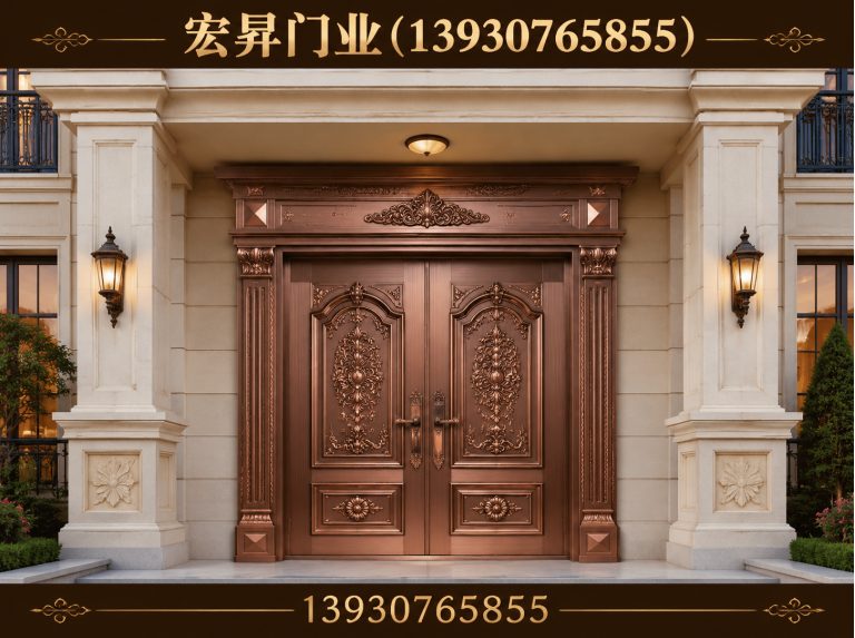 献县别墅入户铜门展示图
